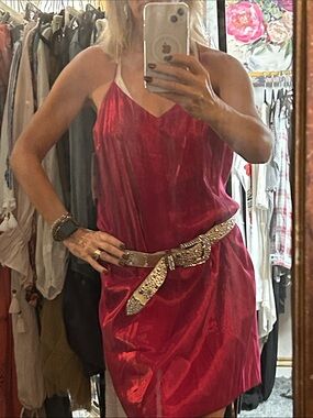Zara Fuchsia Shimmery Slip Dress with Thin Straps